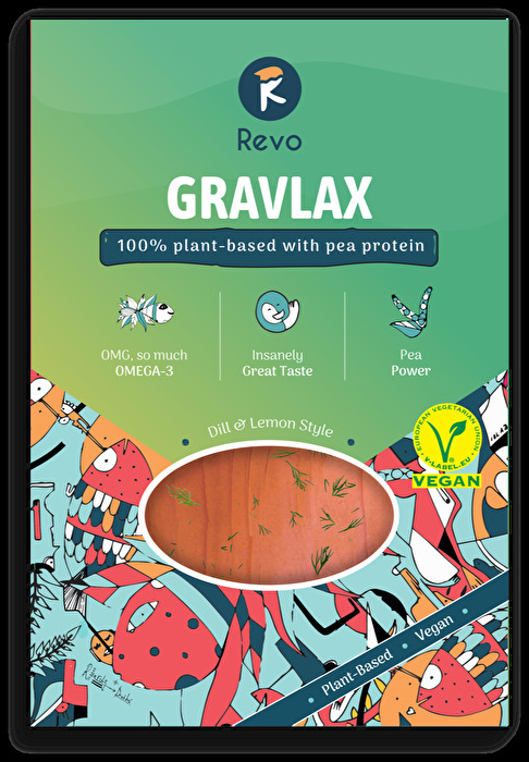 Der Gravlax von Revo ist die zweite Sorte des beliebten Räucherlachs Ersatzes mit einem zusätzlichen Frischekick.