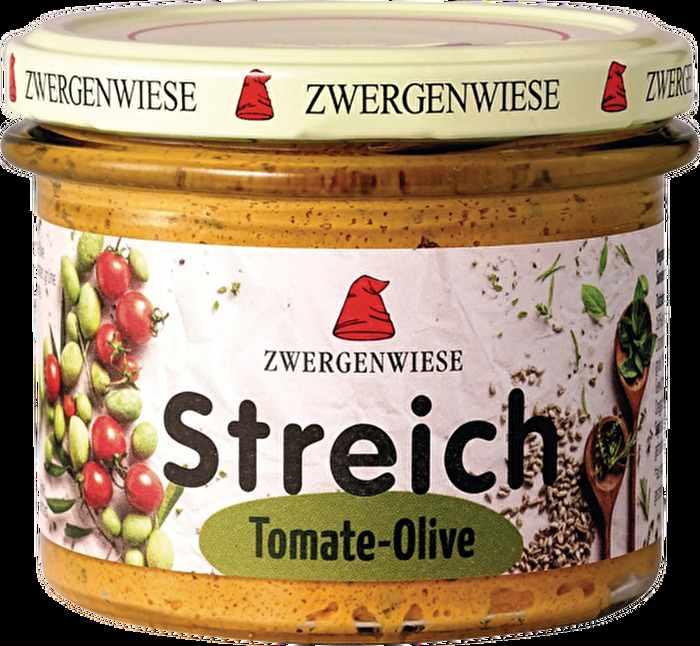 Mit dem Tomate-Olive Streich von Zwergenwiese holst Du Dir sonnig-mediterrane Würze auf Deine Brotzeit.