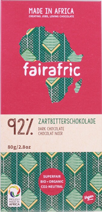 Die 92% Zartbitterschokolade von fairafric ist was für die richtigen Zartbitter-Profis.
