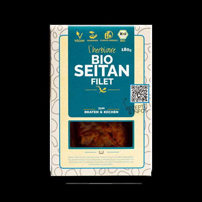 Das Seitan Filet von l'herbivore ist ein fertig gewürztes Filet, das du super als Fleischersatz auf deiner nächsten Grillparty anbieten kannst.