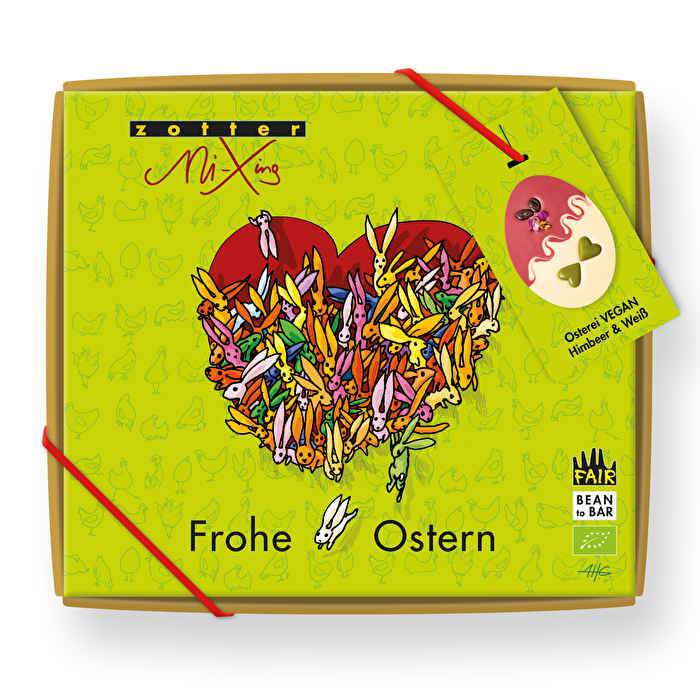 Osterei weiß mit Himbeeren in Geschenkverpackung von Zotter günstig bei kokku-online.de kaufen.
