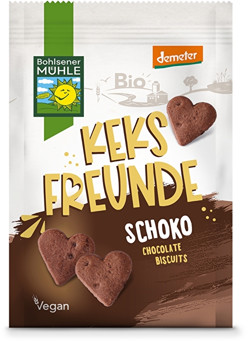 Die Keksfreunde Schoko von Bohlsener Mühle - das sind knusprig zarte Keks-Herzen aus besten Zutaten in Bio-Qualität!