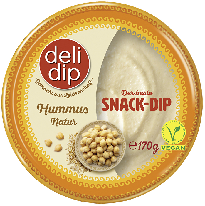 Der Hummus natur von delidip in der kleinen Größe eignet sich hervorragend zum Mitnehmen.