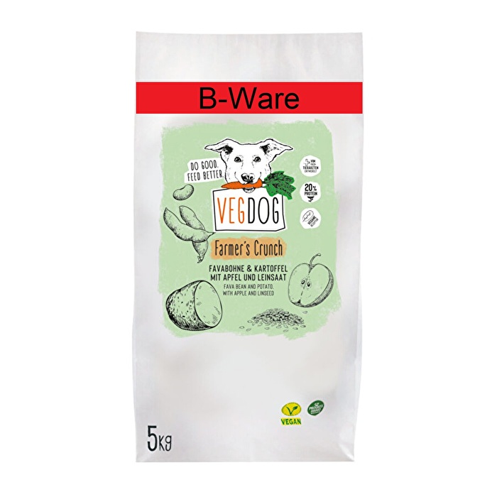 Das Farmers Crunch im 5kg Beutel von VEGDOG ist ein vollwertiges, veganes Alleinfuttermittel für deinen Vierbeiner.