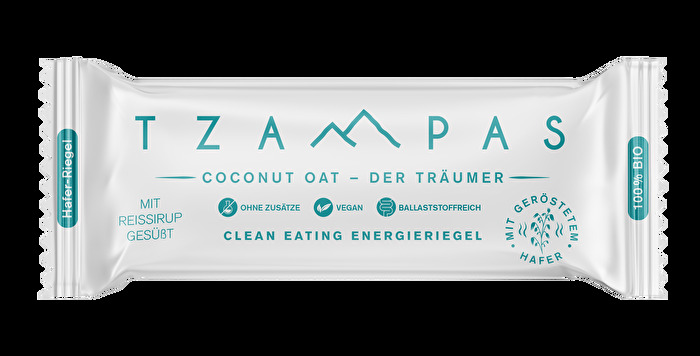 Mit dem COCONUT OAT Riegel hat TZAMPAS seinen ersten Riegel auf Basis von geröstetem Hafermehl raus gebracht.