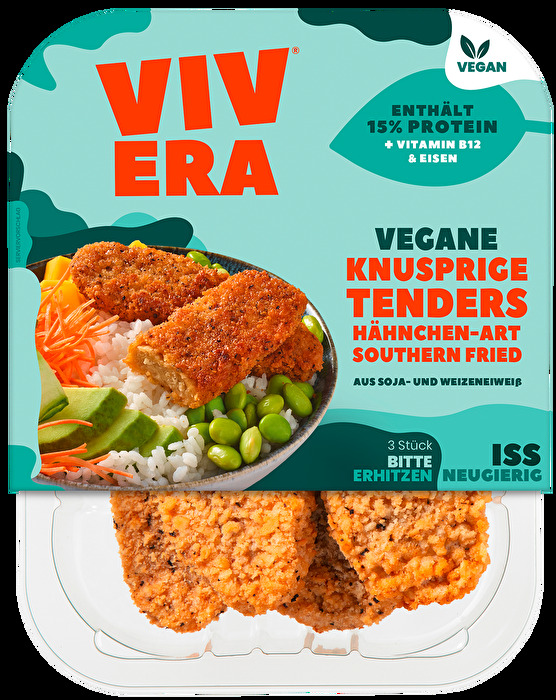 Die veganen Chicken Tenders von Vivera sind eine knusprig- leckere Alternative zu ihren fleischigen Vorbildern - ebenso lecker aber ohne Tierleid produziert.
