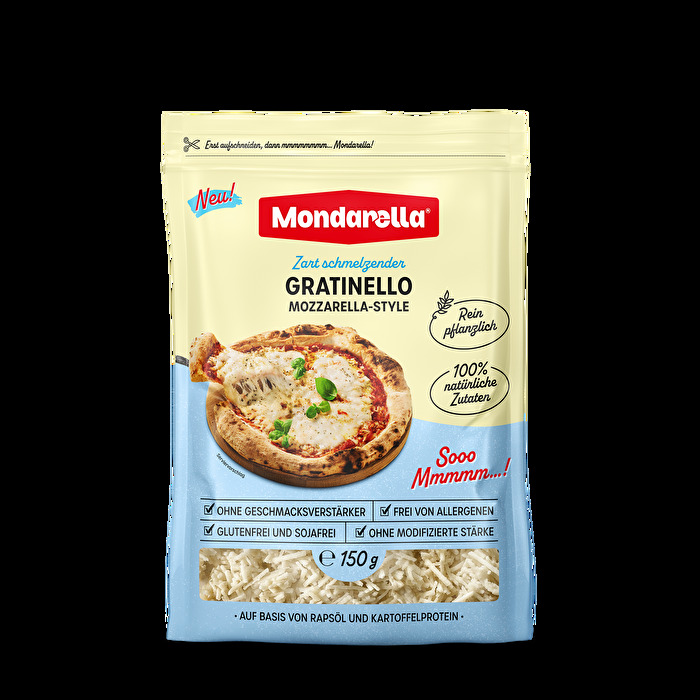 Der Gratinello Mozarella-Style von Mondarella ist eine echte Alternative für alle, die einen perfekten Schmelz ohne Kompromisse suchen.