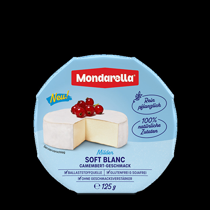 Der milde und cremig-weiche Soft Blanc Camembert-Geschmack von Mondarella überzeugt durch seine rein natürlichen Zutaten und die perfekte Reifung, die ihm einen authentischen Geschmack verleiht.