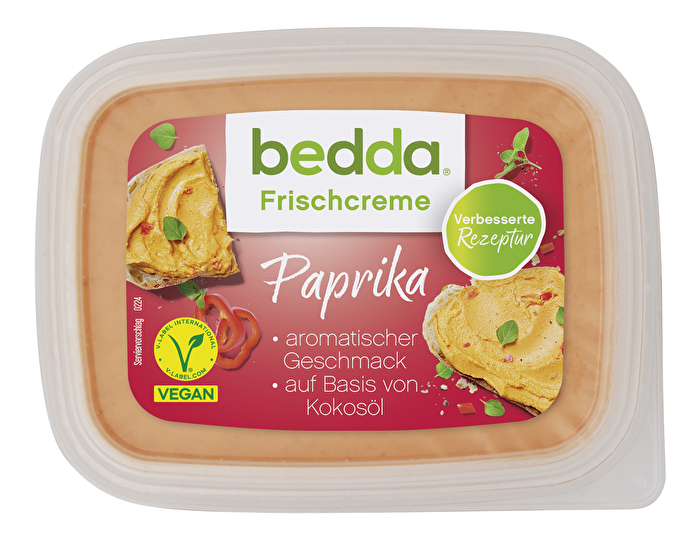 Pimpe dein Brot mit der Frischcreme Paprika von bedda, jetzt mit Ackerbohne statt Mandel!