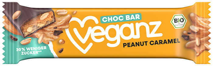 Der Choc Bar Peanut Caramel von Veganz ist ein echter Klassiker unter den Schokoriegeln.