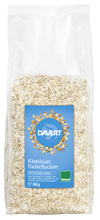 Haferflocken Kleinblatt von Davert eignen sich besonders gut als Grundlage für jedes Frühstück. Du kannst sie fürs Müsli verwenden, zu Brei weiterverarbeiten oder als Backzutat, genauso aber auch als Zutat für Bratlinge, Pfannkuchen und Aufläufen.