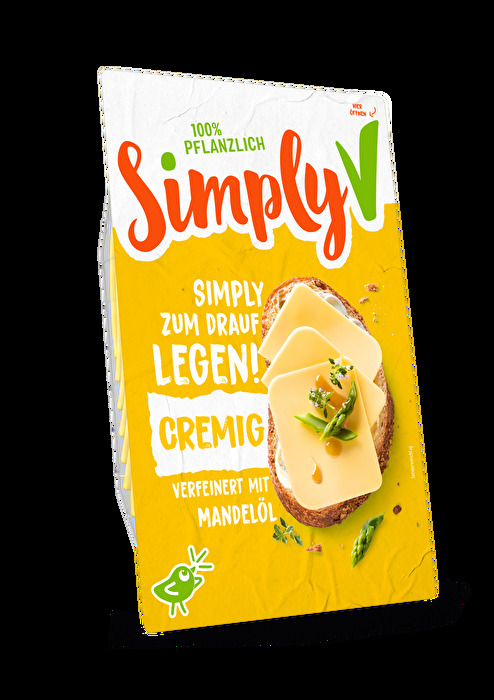 Die veganen Scheiben Cremig von Simply V sind für alle die richtige Wahl, die nichts mit strengem Käse anfangen können.