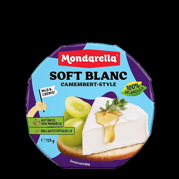 Der milde und cremig-weiche Soft Blanc Camembert-Geschmack von Mondarella überzeugt durch seine rein natürlichen Zutaten und die perfekte Reifung, die ihm einen authentischen Geschmack verleiht.