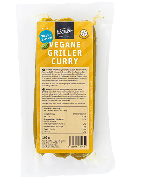 Die veganen Griller Curry von planeo - der ideale Griller für Menschen, die dem würzigen Geschmack des Curry zugeneigt sind!