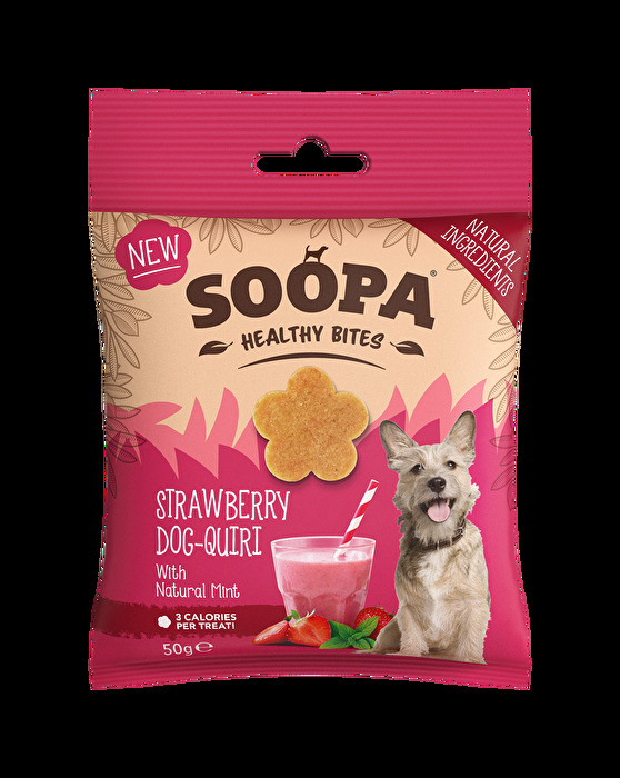 Die Hundedrops Strawberry Dog-Quiri von Soopa versetzen Deinen Hund umgehend in den Urlaubsmodus!