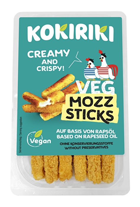 Diese cremigen und knusprigen veganen Mozzarella-Sticks von Kokiriki sind das perfekte Fingerfood für die ganze Familie.