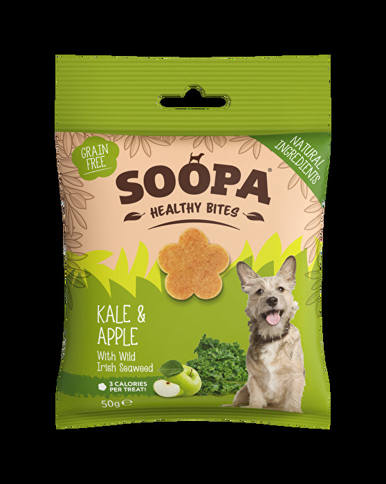 Die Hundedrops Healthy Bites Kale & Apple von Soopa sind kleine Leckerlies für Deinen Hund, der sie garantiert lieben wird!