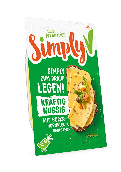 Vegane Scheiben Bockshornklee & Hanfsamen von Simply V – Herzhaft-nussiger Genuss mit würziger und cremiger Note.