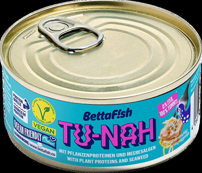 Der TU-NAH von BettaFish - das ist beste Thunfisch-Alternative aus Erbsen- und Ackerbohnenprotein mit Kapern in einem feinen Gewürzsud!