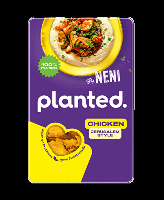 Das Chicken Jerusalem Style von planted. – eine pflanzliche Spezialität aus Erbsenprotein mit 17 % Marinade.