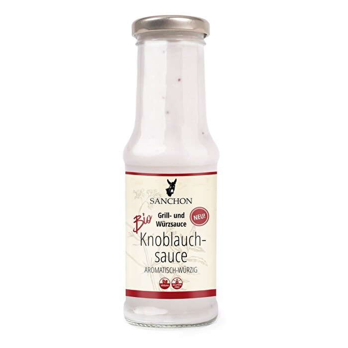 Diese rein pflanzliche Knoblauchsauce von Sanchon überzeugt mit intensivem Knoblauchgeschmack und einer angenehm cremigen Textur. Feine Senfkörner verleihen ihr das gewisse Extra.