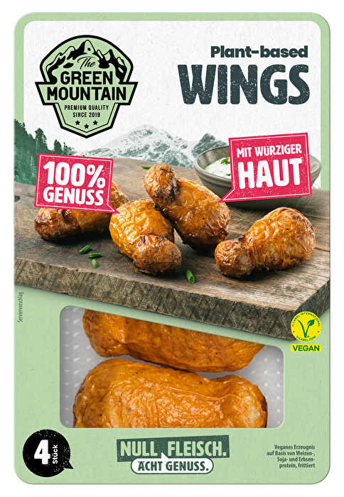 Fix und fertig zum Genießen: Die Plant-based Wings von Green Mountain begeistern mit zart-fasriger Textur und würzig-umamigem Geschmack im Inneren. Außen leicht fettig und angenehm pikant nach Paprika gewürzt – das Aroma erinnert an klassisches Grillhähnchen.