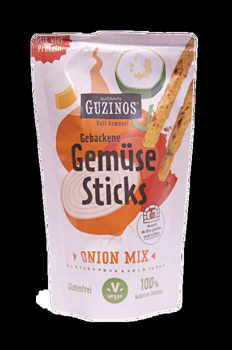 Die Gemüsesticks Zwiebel Mix von Guzman\'s Guzino sind die perfekte Begleitung für den nächsten Ausflug.