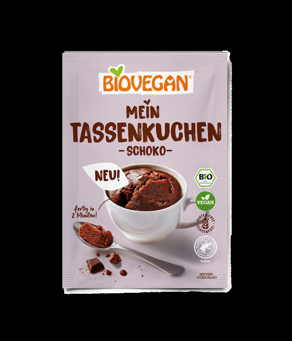 Mein Tassenkuchen Schoko von Biovegan ist ein Gedicht für alle Liebhaber von Schoko-Brownies! Einfach mit Pflanzendrink in der Tasse angerührt, in der Mikrowelle erwärmt und fertig ist die kleine Zwischenmahlzeit!