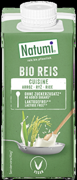 Die Reis Cusine von Natumi hat nur 8% Fettanteil, bietet aber den vollen, leckeren Geschmack einer pflanzlichen Sahnealternativen.
