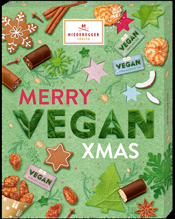 Der neue vegane Adventskalender von Niederegger hält 24 kleine Leckereien in 5 verschiedenen Sorten für euch bereit.