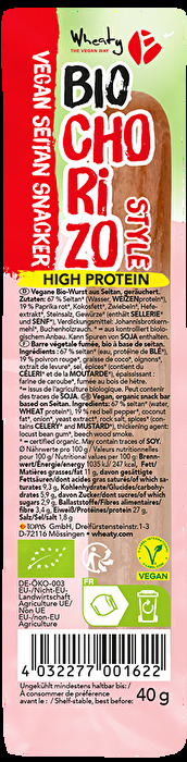 Eine neuartige Geschmacksdimension für den veganen Markt, das ist die Chorizo Snacker von Wheaty.