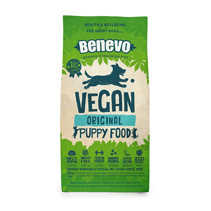 Benevo Puppy im 1,8kg-Pack ist eine vollständige und ausgewogene Nahrung für Welpen ab 1 Monat und Junghunde bis 2 Jahre.