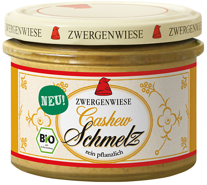 Der Cashew Schmelz von Zwergenwiese - Dein herzhaft-veganer Brotaufstrich mit einem satten Anteil von 33% Cashewkernen.