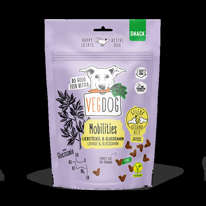 Mobilities Minis von Vegdog sind ein neuer Kausnack für kleine Hunde, der der Gelenkgesundheit zugute kommen soll.