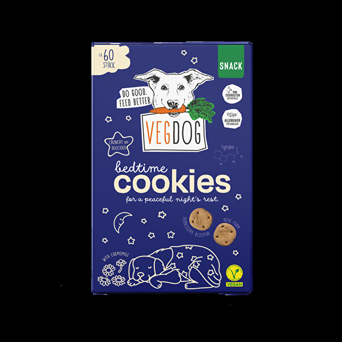 Die Bedtime Cookies von Vegdog sorgen abends für Entspannung und bringen Deinen Vierbeiner richtig runter.