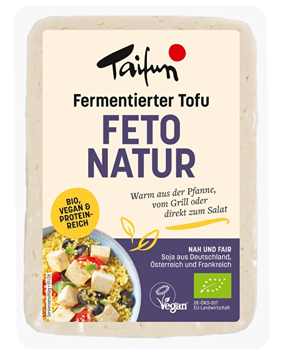 Bei der Herstellung des FeTo Natur von Taifun wird frischer Tofu mit veganen Kulturen fermentiert.