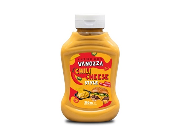 Mit der Vegane Chili Cheese Style Sauce von Vanozza kommt endlich eine vegane Alternative zur Käsecreme auf den Markt, mit der Du Deine Pommes, Tortillas oder Burger cremig würzen kannst!