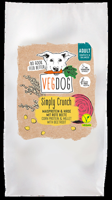 Das Simply Crunch 5kg von VEGDOG ist ein ausgewogenes Trockenfutter für Hunde, das auf die Hauptallergene wie Soja und Gluten verzichtet und somit zur Verfütterung an Allergikerhunde geeignet ist.