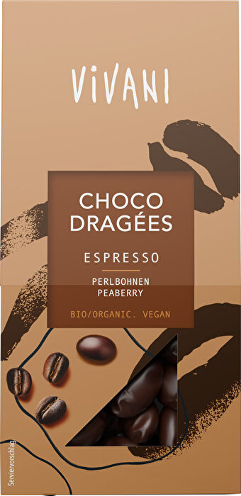 Die Choco Dragees Espresso von Vivani vereinen herzhafte Espresso-Bohnen mit dem Besten aus dem Kakao!