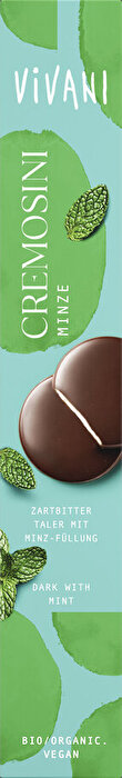 Cremosini Minze von Vivani sind vegane Schokotaler mit einer cremigen Minzfüllung.