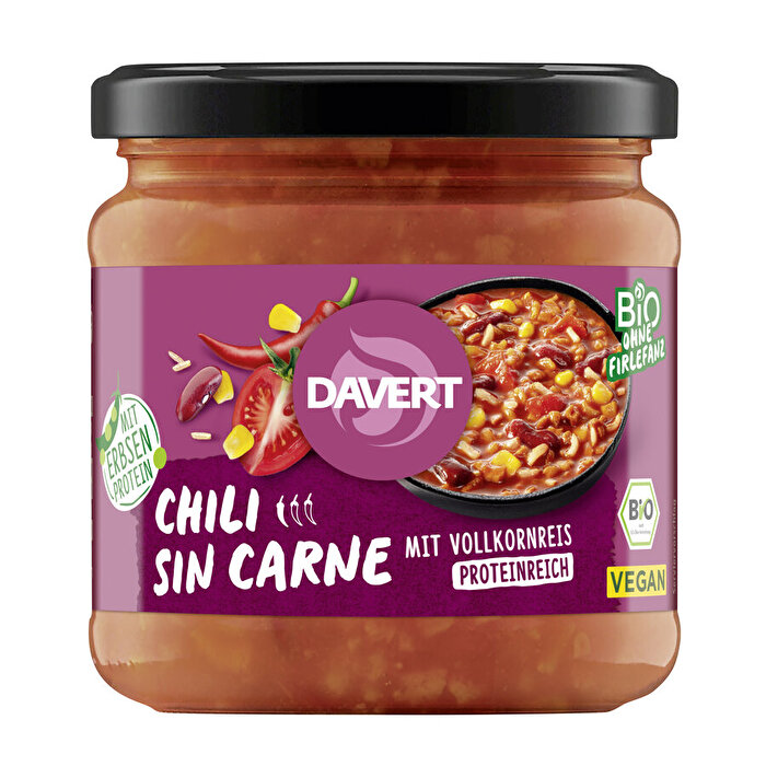 Das Chili Sin Carne von Davert auf der Basis von Erbsen bietet einen würzigen und fruchtigen Geschmack.
