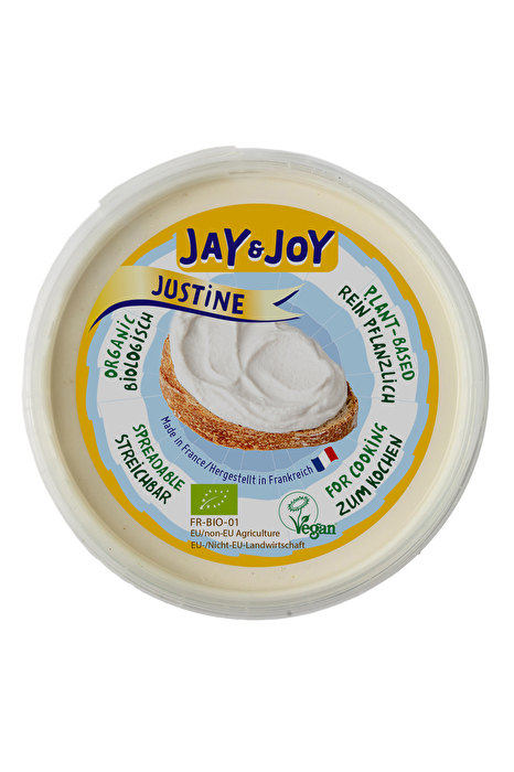 Der Justine von Jay & Joy - die perfekte vegane Alternative zu Frischkäse auf Mandelbasis mit einem Hauch an Frische und Süße.