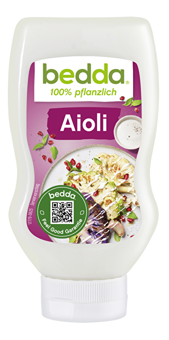 Das Vegane Aioli von Bedda - die wunderbar cremige Symbiose von veganer Mayonnaise und frischem Knoblauch lässt das Herz eines jeden Schlemmerlieblings höher schlagen.