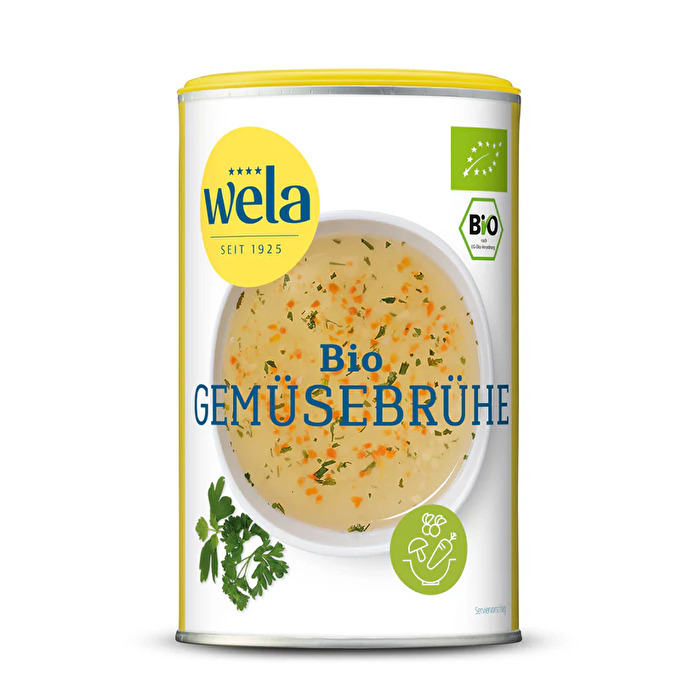 Die Bio Gemüsebrühe für 14 l von WELA in Bio-Qualität wurde mit natürlichen Gewürzen harmonisch abgeschmeckt.