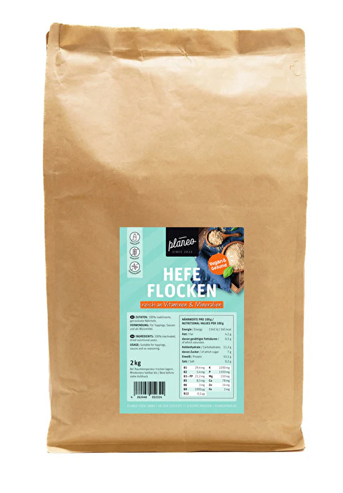 Die Hefeflocken 2 kg von planeo im praktischen Vorratspack sind ein echter Allrounder für deine Küche. Sie überzeugen mit ihrem mild-würzigen Geschmack, einer angenehm knusprigen Konsistenz und vielseitigen Einsatzmöglichkeiten.
