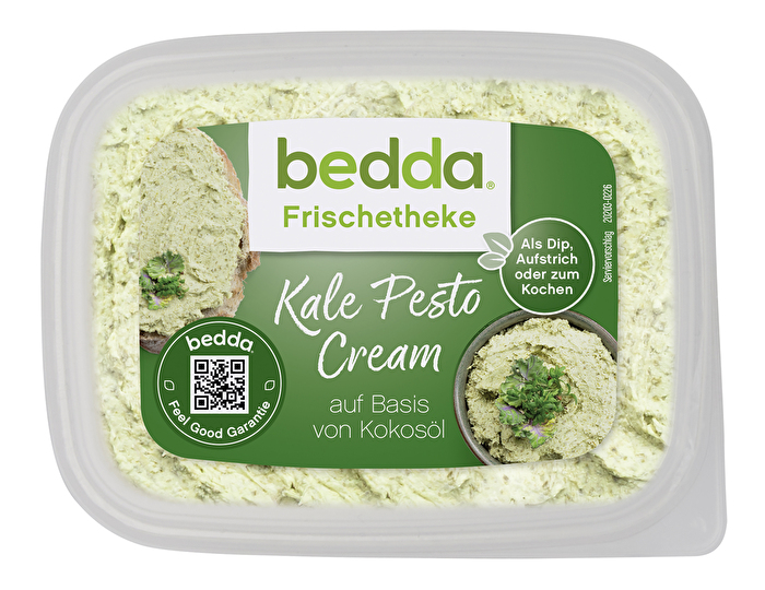 Die Kale Pesto Cream - Grünkohl & Pesto von bedda kombiniert leckeren Grünkohl mit ausgewählten Kräutern und einer feinen Knoblauchnote zu einem cremigen Geschmackserlebnis.