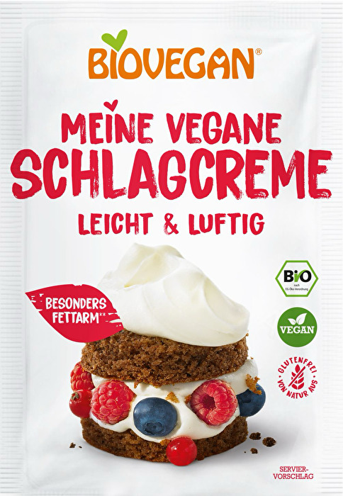 Die Meine vegane Schlagcreme von Biovegan ist erstaunlich leicht aufzuschlagen und hält lang durch!