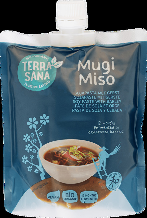 Die Mugi Miso - Soja- und Gerstenpaste von TerraSana wird nach traditioneller Rezeptur aus fermentierten Sojabohnen und Gerste hergestellt.