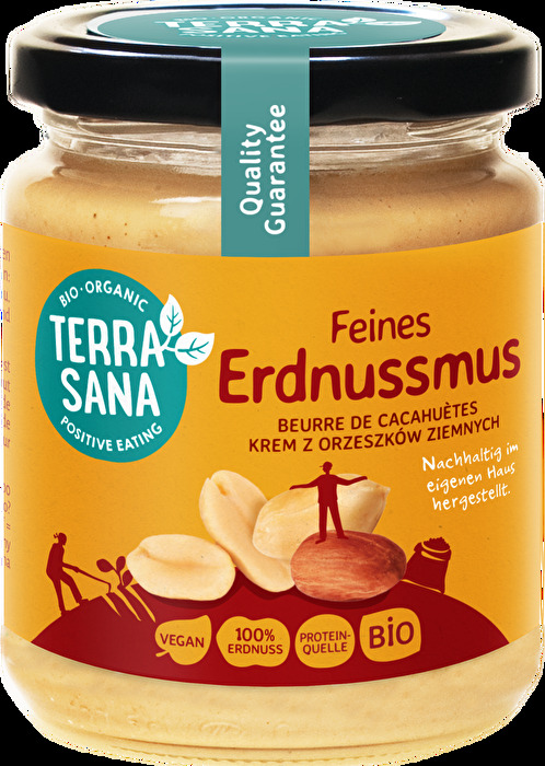 Das Erdnussmus fein von TerraSana besteht ausschließlich aus sorgfältig ausgewählten Erdnüssen und begeistert mit seinem natürlichen, vollmundigen Geschmack.
