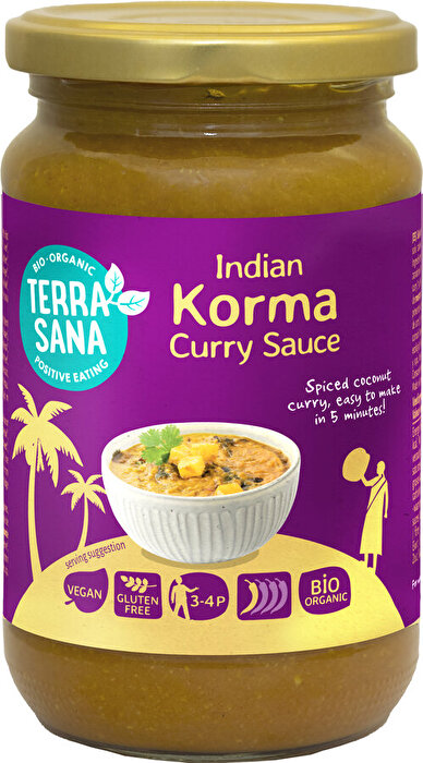 Die Bio Korma Currysauce von TerraSana überzeugt mit einer besonders milden und cremigen Rezeptur.